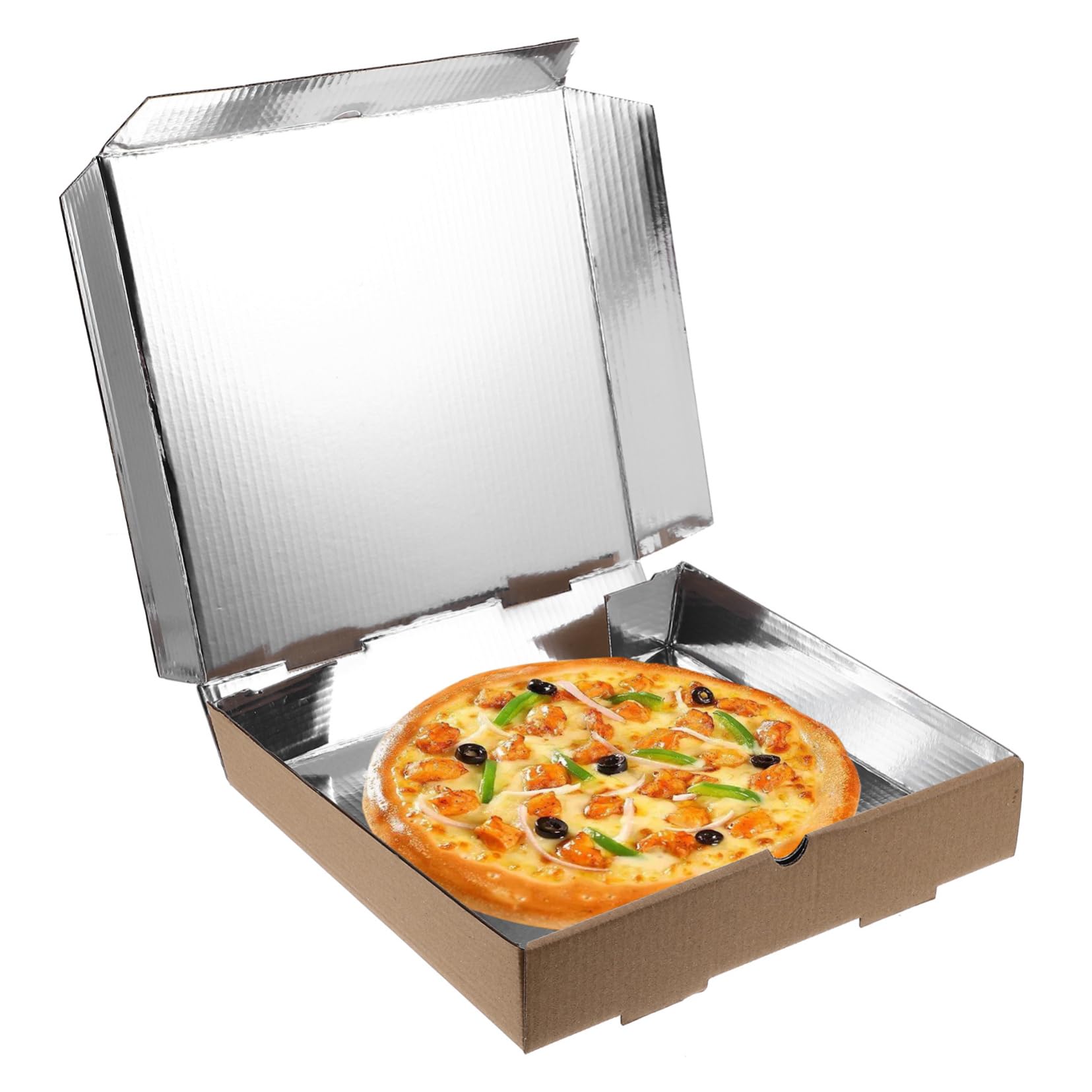 PRETYZOOM Boîtes à Pizza en Carton Ondulé 10 Pièces, Feuille Aluminium | Pizzeria et Café, Convient aux Cookies et Crêpes, Emballage à Emporter Pratique