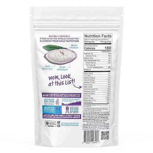 Miniatura 2 de Blue Stripes Granola de cacao entero con mantequilla de maní y plátano, 8 onzas