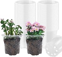 Vista 7 de Paquete de 100 macetas transparentes de 2.8 pulgadas con agujeros de drenaje, macetas transparentes para semillero, macetas redondas de plástico