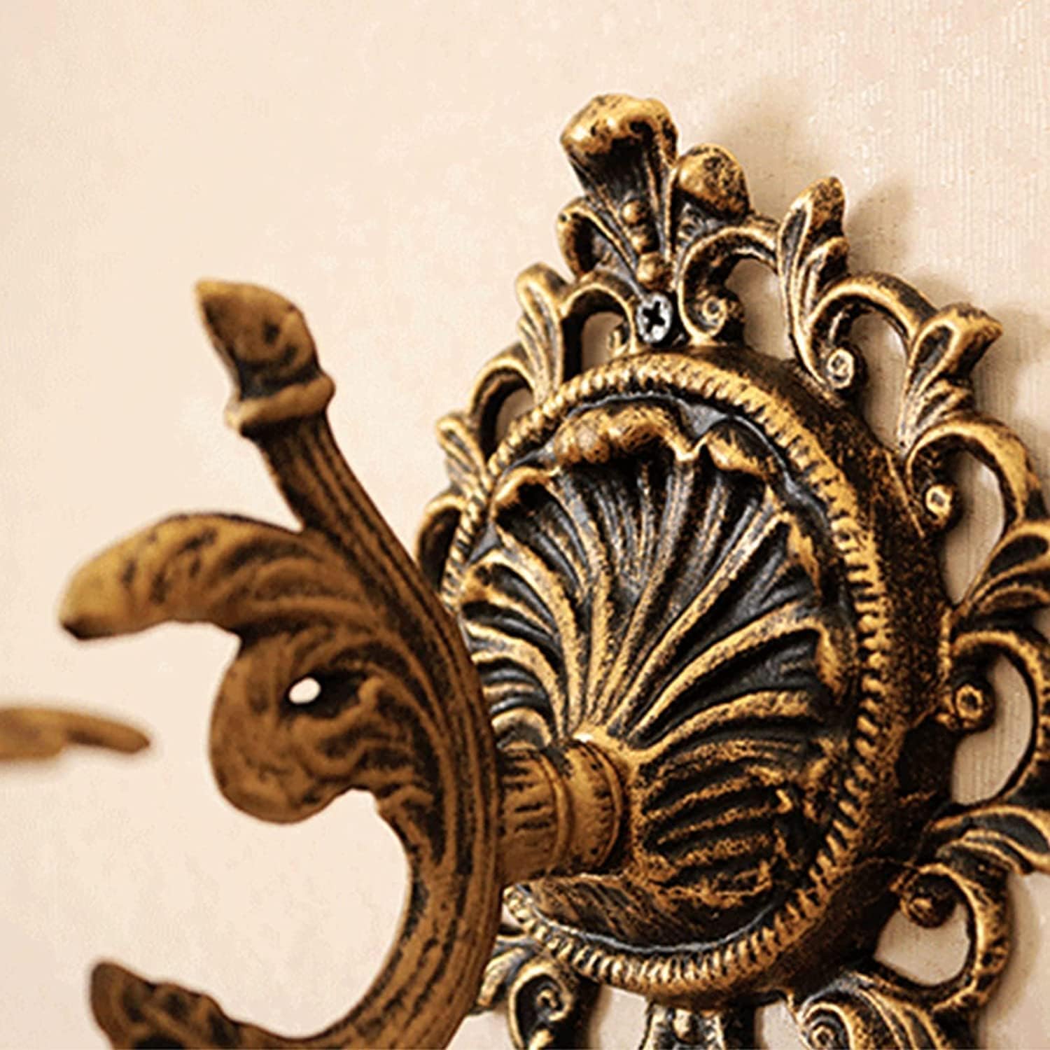 Wall Candle Sconces Set of 2, Heavy Duty Iron Candlestick Holder, Shabby Rustic Wall Decor, Taper Candles Holder for Bathroom, Living Room (Gold)