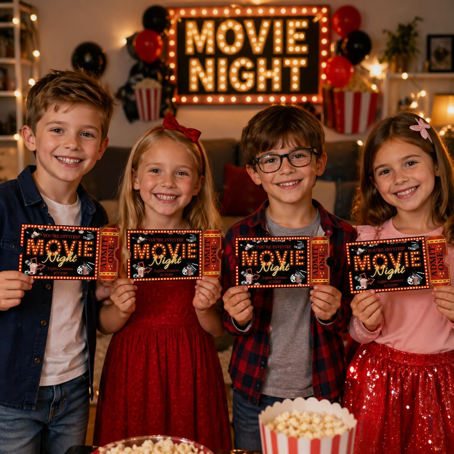 VIP Movie Tickets Style Birthday Invitations, Movie Night Birthday Tickets for Adults Boys Girls, Party Supplies & Decoration, 20 Pack with Envelopes, Double Sided