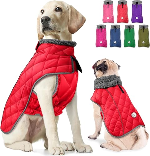 Miniatura 1 de Fragralley Abrigo para perro, abrigo cálido de invierno para perro con correa para las piernas, impermeable y reflectante, abrigos para clima frío