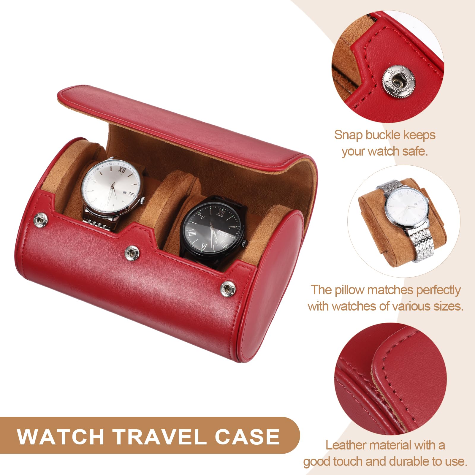 Custodia da viaggio per orologio da uomo in pelle, astuccio arrotolabile per orologio, scatola portaoggetti portatile per orologio, ideale per Natale, compleanno e anniversario, con 2 scomparti (ros