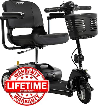 Pride Mobility Go Go Ultra X 3-wheel Scooter - Travel Mobility for Adults, 12 Ah Battery, 300 Lbs Weight Capacity, Seat Dimensions - 17 W x 17 D - S39, Black