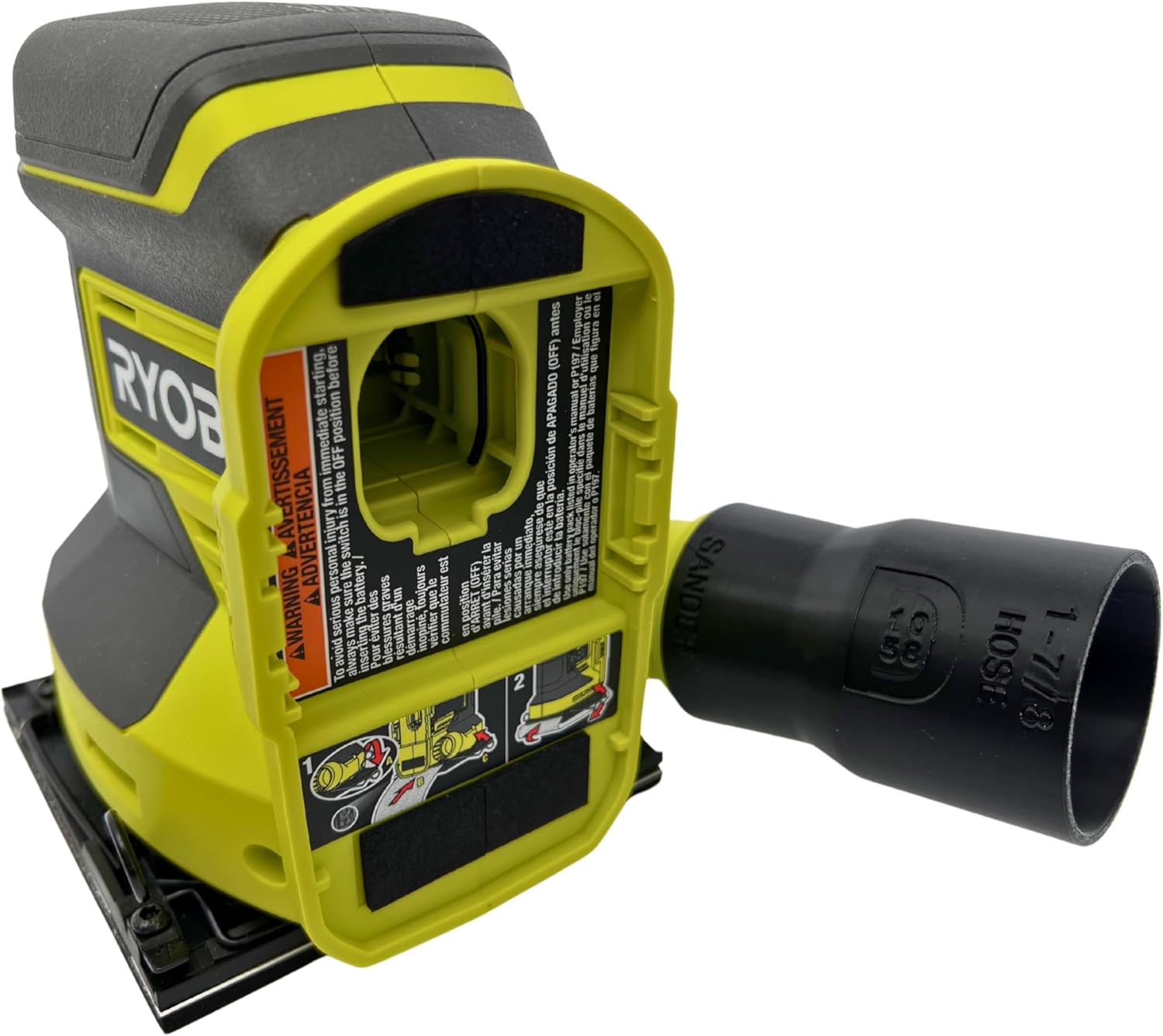 Sander Vacuum Adapter for Ryobi ONE+ 18-Volt Cordless Sanders PCL406 5" Orbital Random and PCL401 Quarter Sheet Sanders - Shop Vac Attachment for Dust Collection (1-7/8") by 1058 Designs