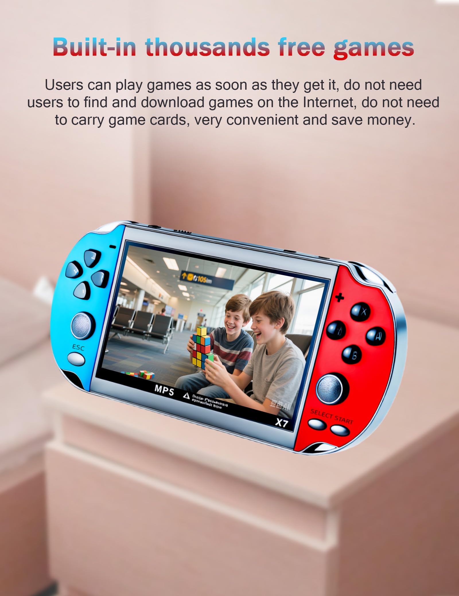 CZT Console de Jeu 4.3 Po Rétro Console avec 3000 Jeux Intégrés Supporte MP3/MP4 Archivables Retro Gaming Console Portable De Jeux Enfant Arcade Emulateur Cadeaux pour Les Gens