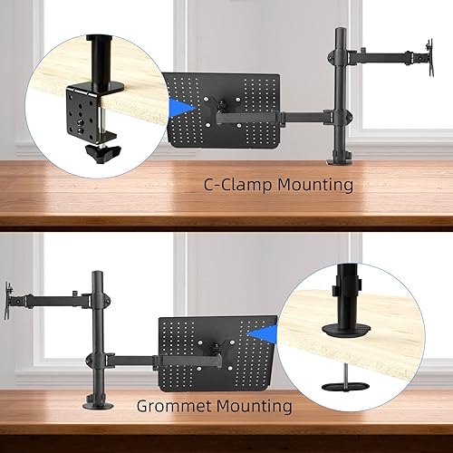 Vista 3 de Suptek Soporte para monitor y laptop con capacidad para pantalla de computadora de 13 a 32 pulgadas, soporte de brazo ajustable para monitor