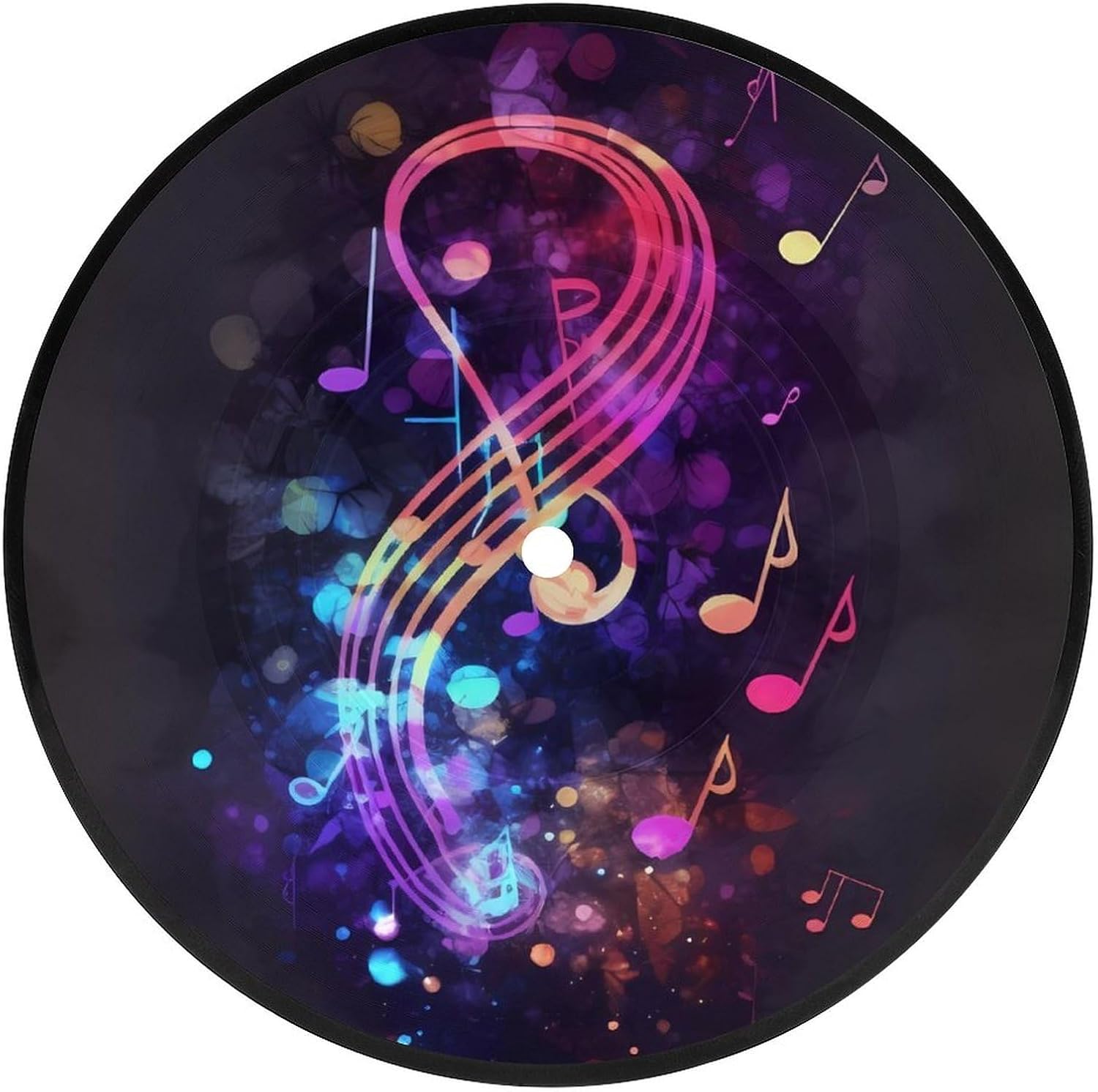 Coasters for Drinks Round Mug Mats Non-Slip Drink Coaster Set Colorful Galaxy Music Note Tabletop Protection Mat Novelty Drink Cup Mat for Wine Glass Tea Coffee Home Decor Gift
