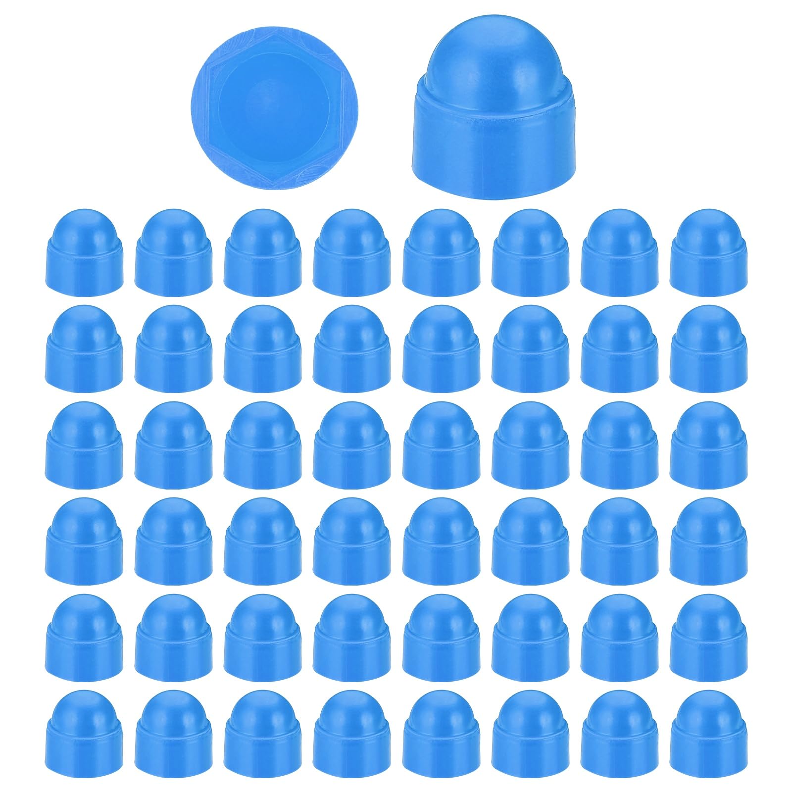 PATIKIL 100 Pcs Hex Nut Cover, M8x13x15mm Nylon Screws Bolt Covers Caps Dome Acorn Hex Head Bolt Protection Cap for Screws Nut, Blue — image 1