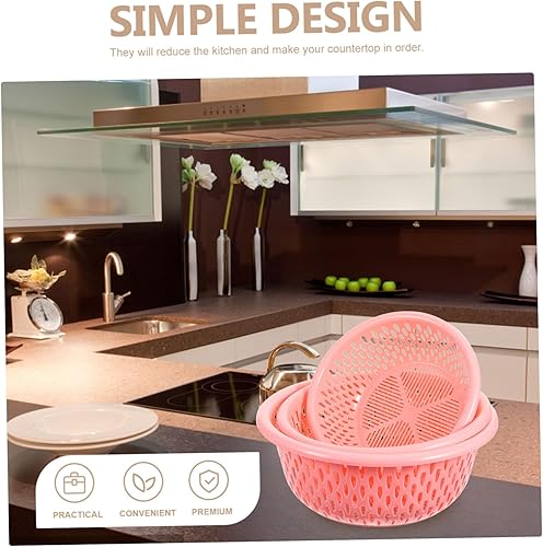Miniatura 7 de Cesta de drenaje de tres piezas, cestas de plástico, colador de silicona, colador de frutas, colador de frutas, colador de frutas, cuenco de colador