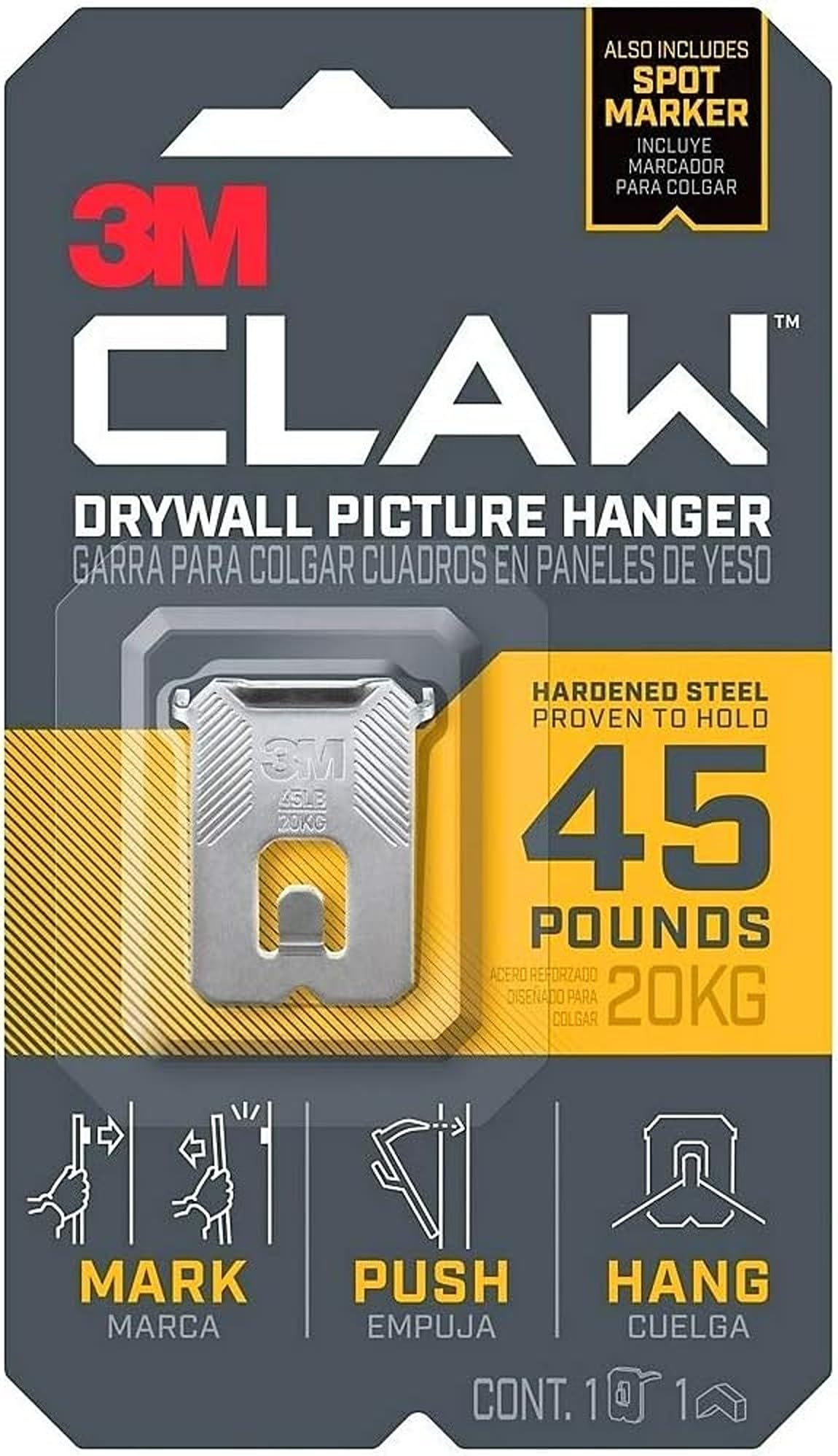 3M White Claw Strong Durable Drywall Picture Hanger (45 Lb)