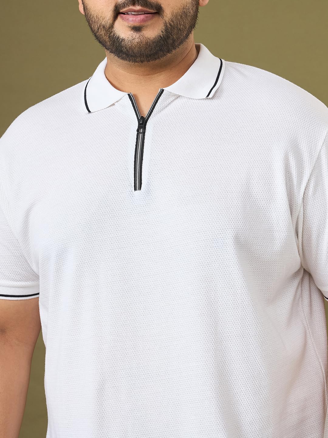Bigbanana Męska koszulka polo z półrękawem biała jednokolorowa plus size