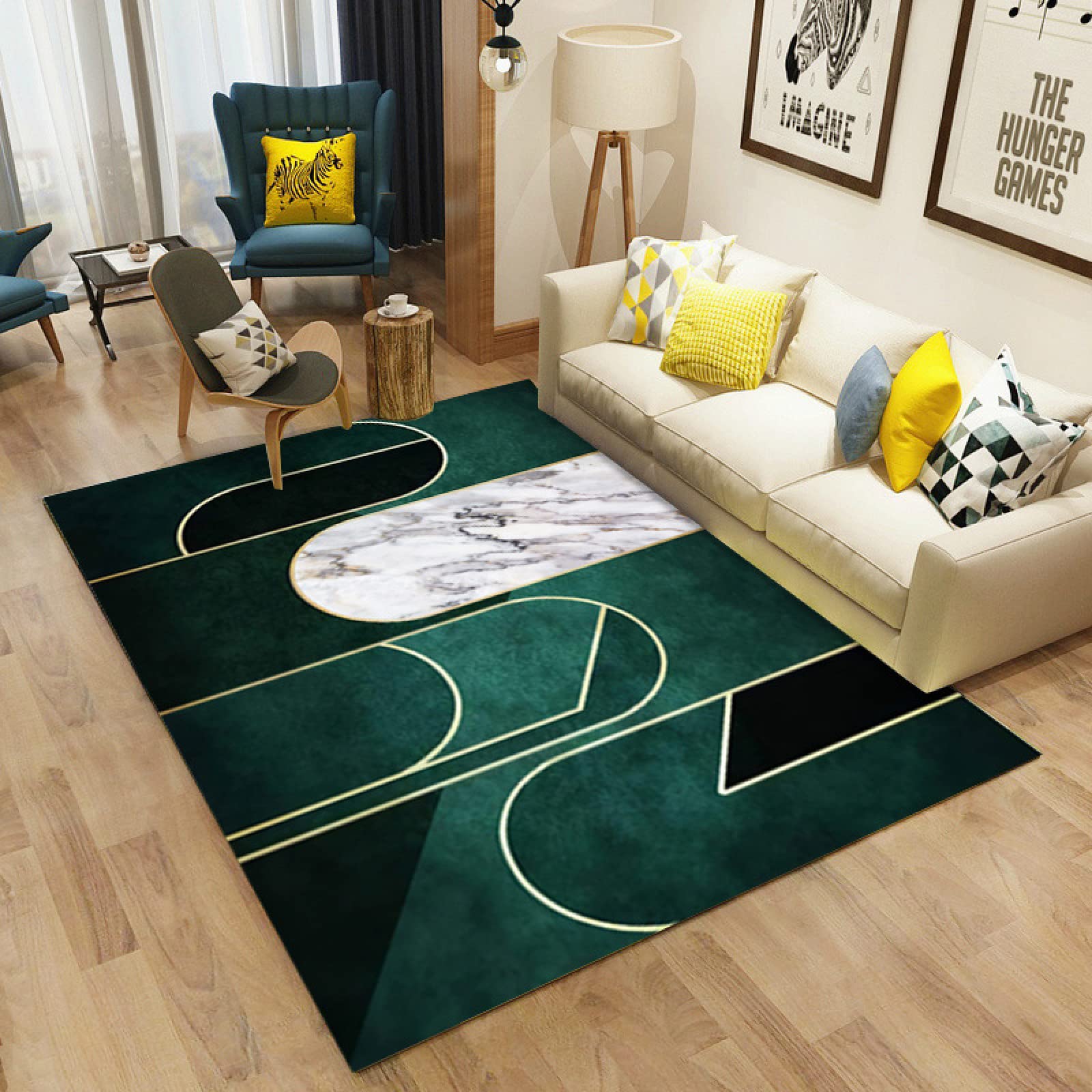 Tapis vert foncé abstrait 80 x 150 cm pour exprimer votre créativité