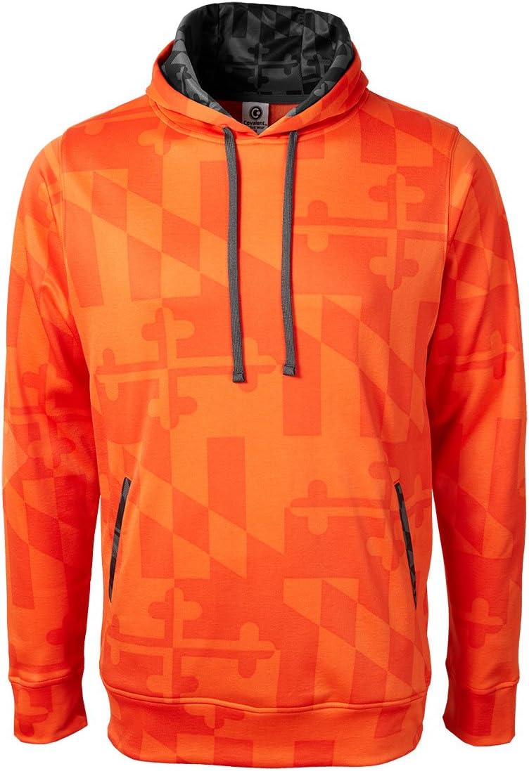 Maryland Printed Souvenir Hoody with Front Kangaroo Pockets and Hidden Media Player Pocket