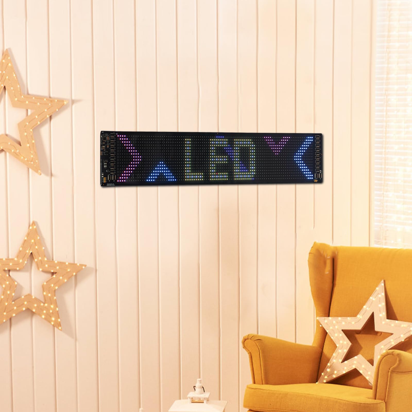 Letrero LED programable, flexible LED con control por aplicación Bluetooth y mando a distancia, IP65, pantalla digital para sala de juegos, fiesta, cartel publicitario, coche (59,5 cm x 12 cm)
