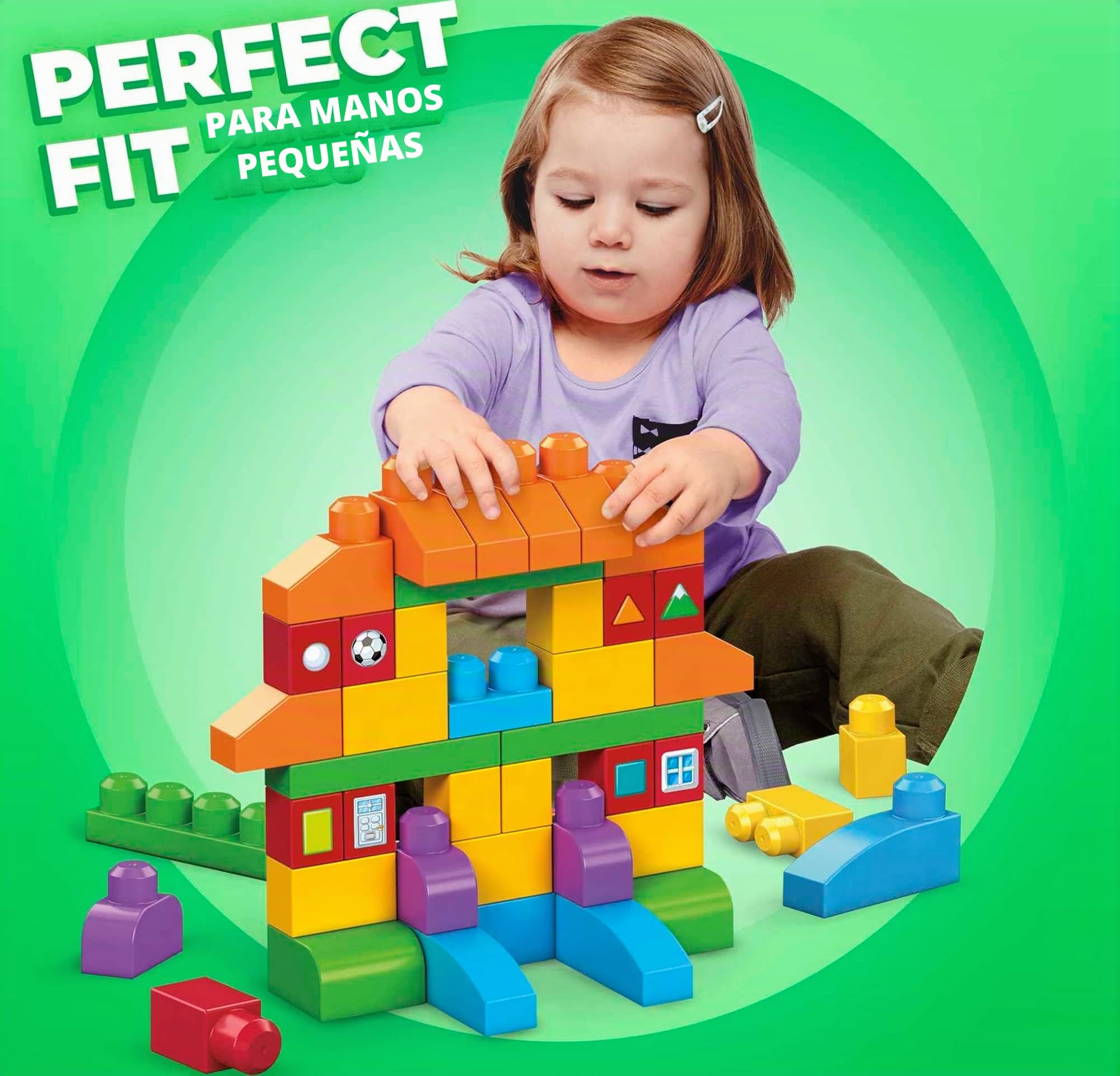 Mega Bloks Juego de bloques de construcción bebé 1 año Construye y Aprende (Mattel FVJ49)