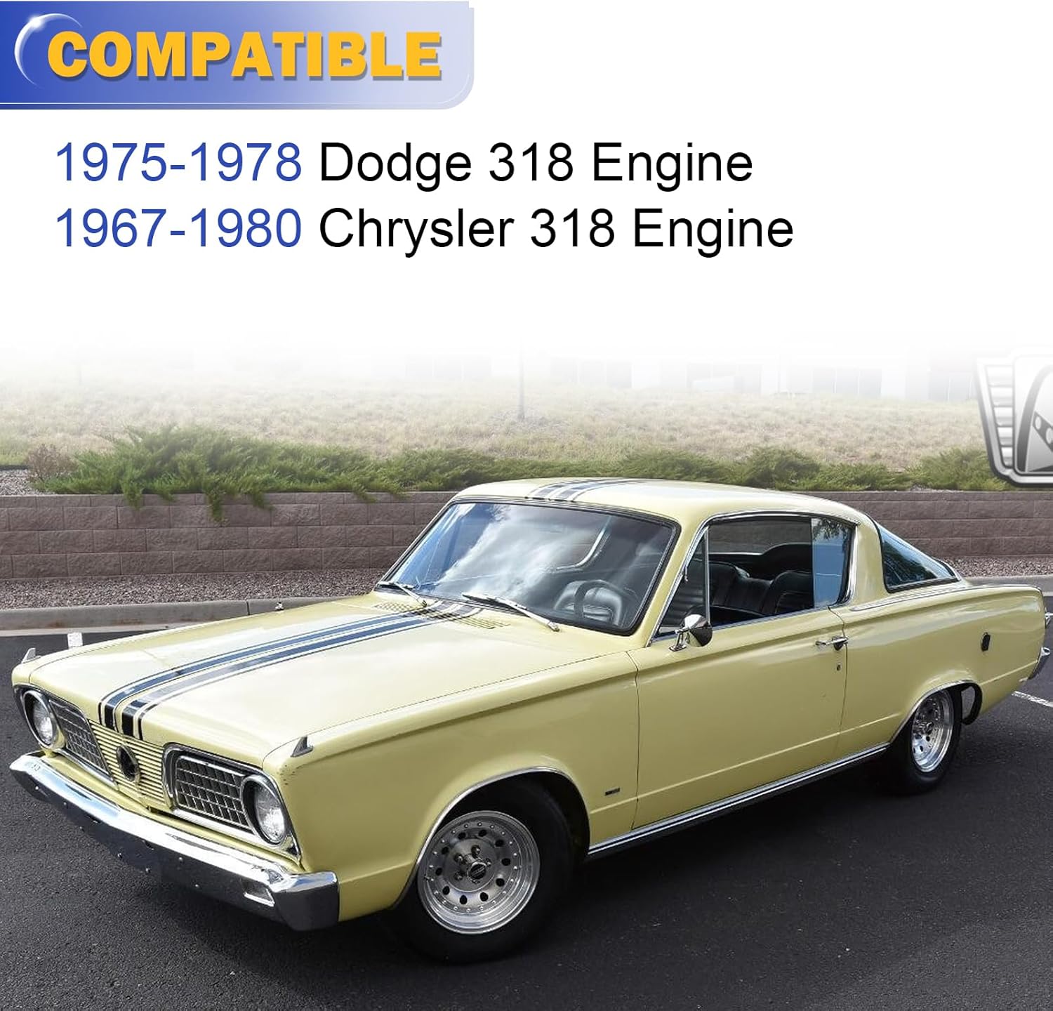 2 Barrel Carburetor with Gaskets for Plymouth models & 1966-1973 Dodge Chrysler 318 Carb V8 5.2L Truck with 318 engine Carb Manual Choke