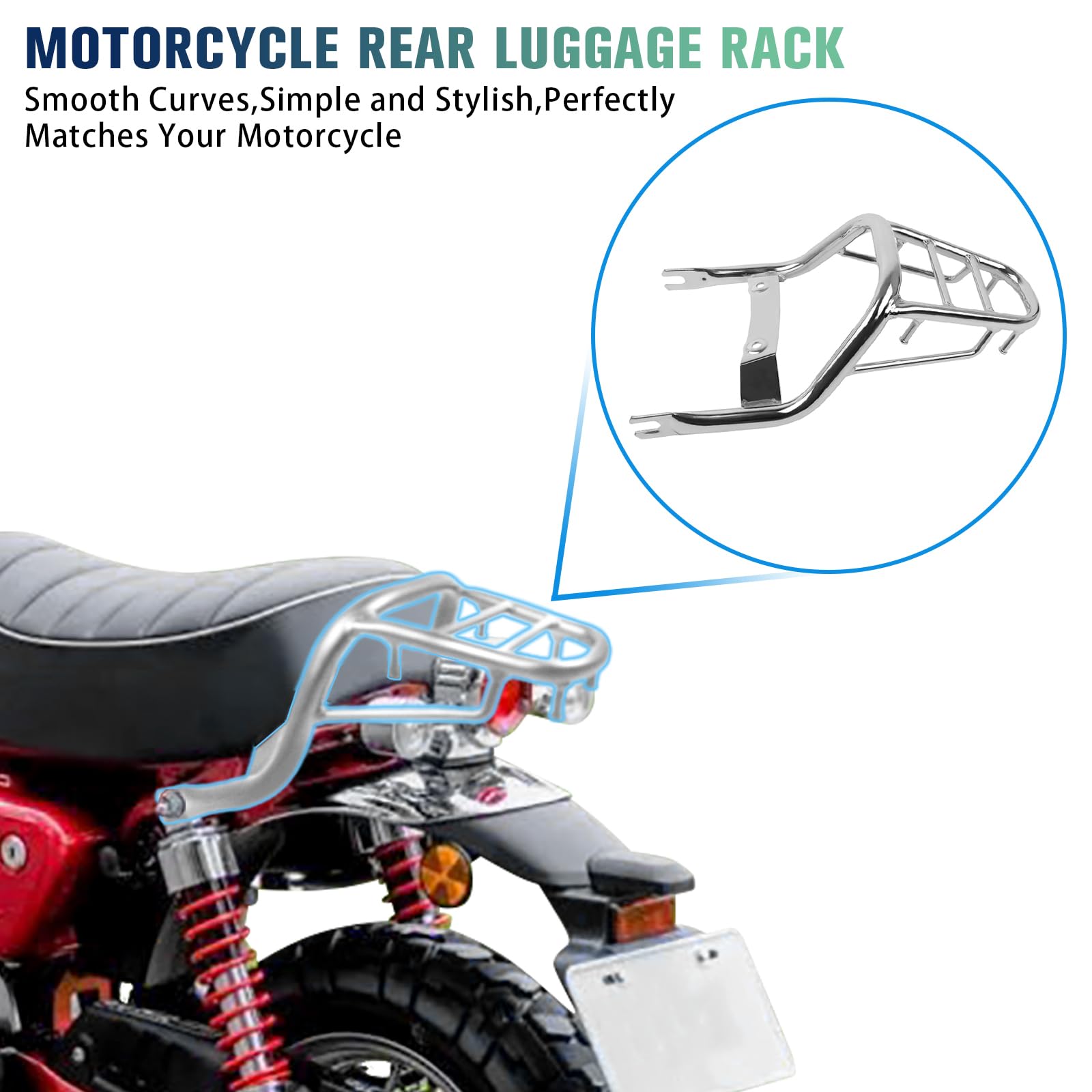 Portapacchi di ricambio per moto Honda Monkey 125 Z125 2018-2025, portapacchi posteriore (cromato)