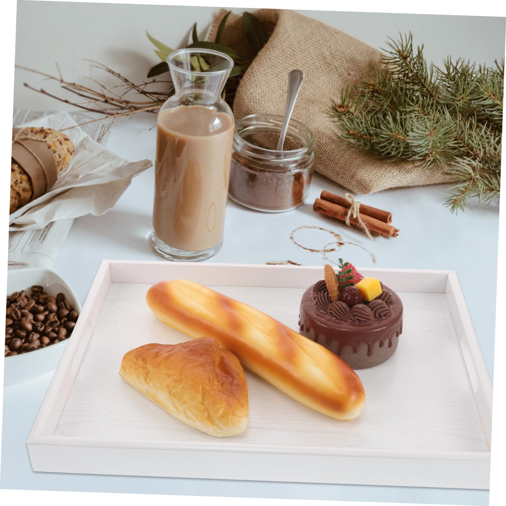 Gatuida Bandeja de Madera Rectangular para Decoración del Hogar y Dormitorio, Multifuncional y Elegante para Servir y Organizar