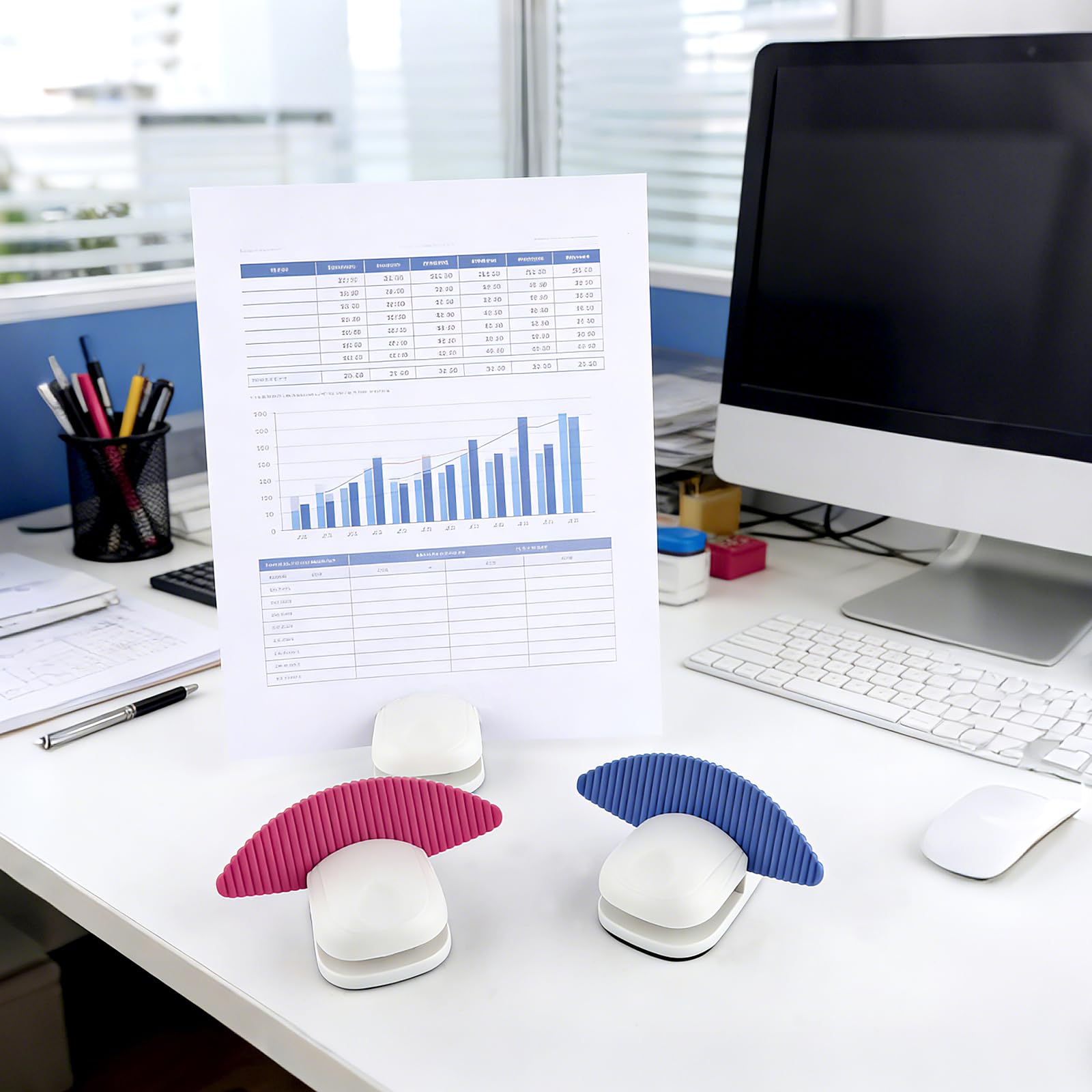 3 Stück Papierhalter Ständer zum Tippen, rutschfester Schreibtisch-Dokumentenhalter mit Desktop-Klemme und Anti-Rutsch-Pads, tragbarer Kopierständer für A4-Papierdokumente, Bürotippen, Lesen, Weiß