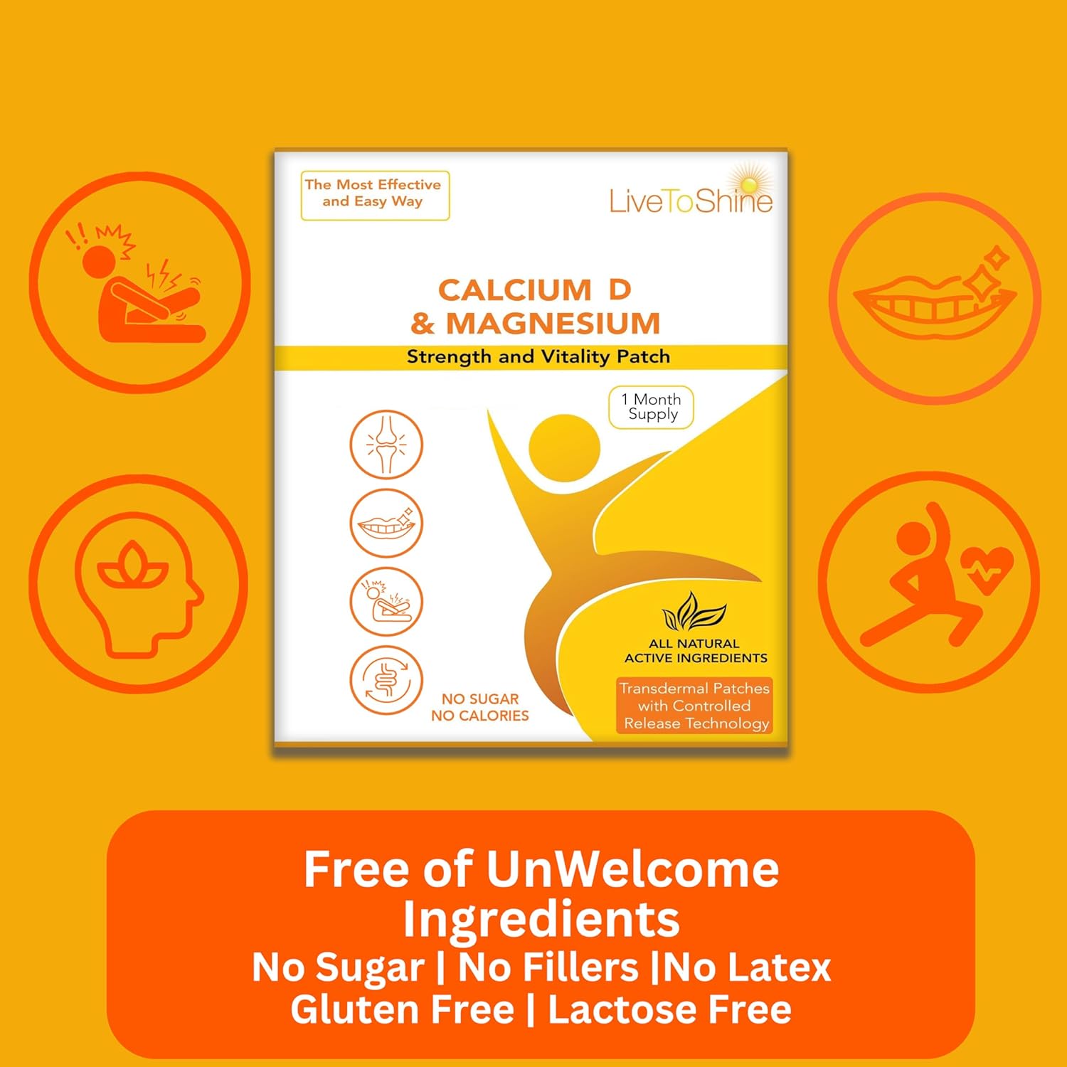 Live To Shine Multi Plus and Calcium Magnesium D Patch Bundle - 2 Packs - 30 Day Supply Each Pack - USA Made