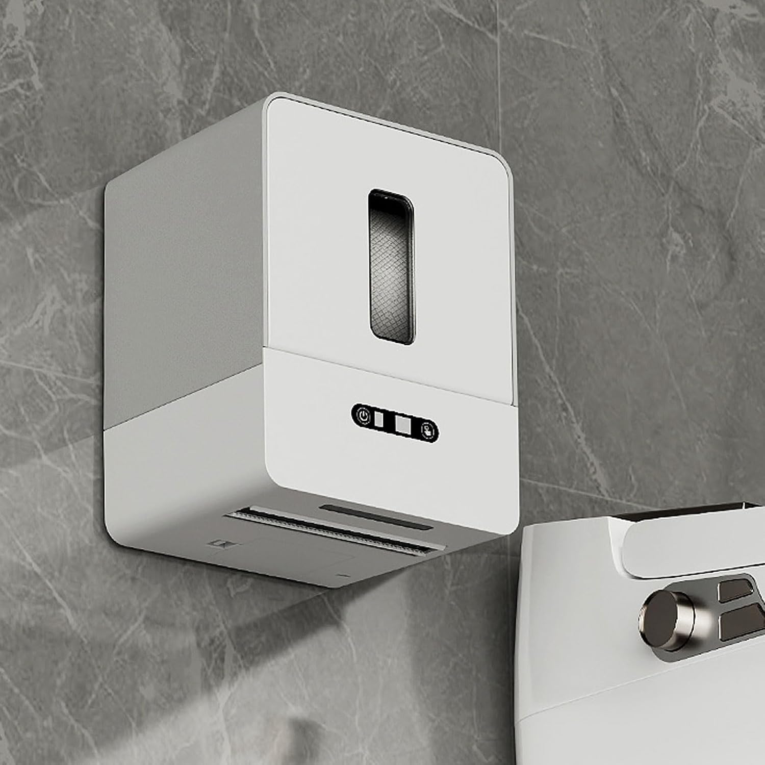 Automatic Paper Towel Dispenser Touchless, Smart Wall Mount Roll Paper Holder, Electric Motion Sensor Hand Towel with Night Light for Kitchen Bathroom (Gray)