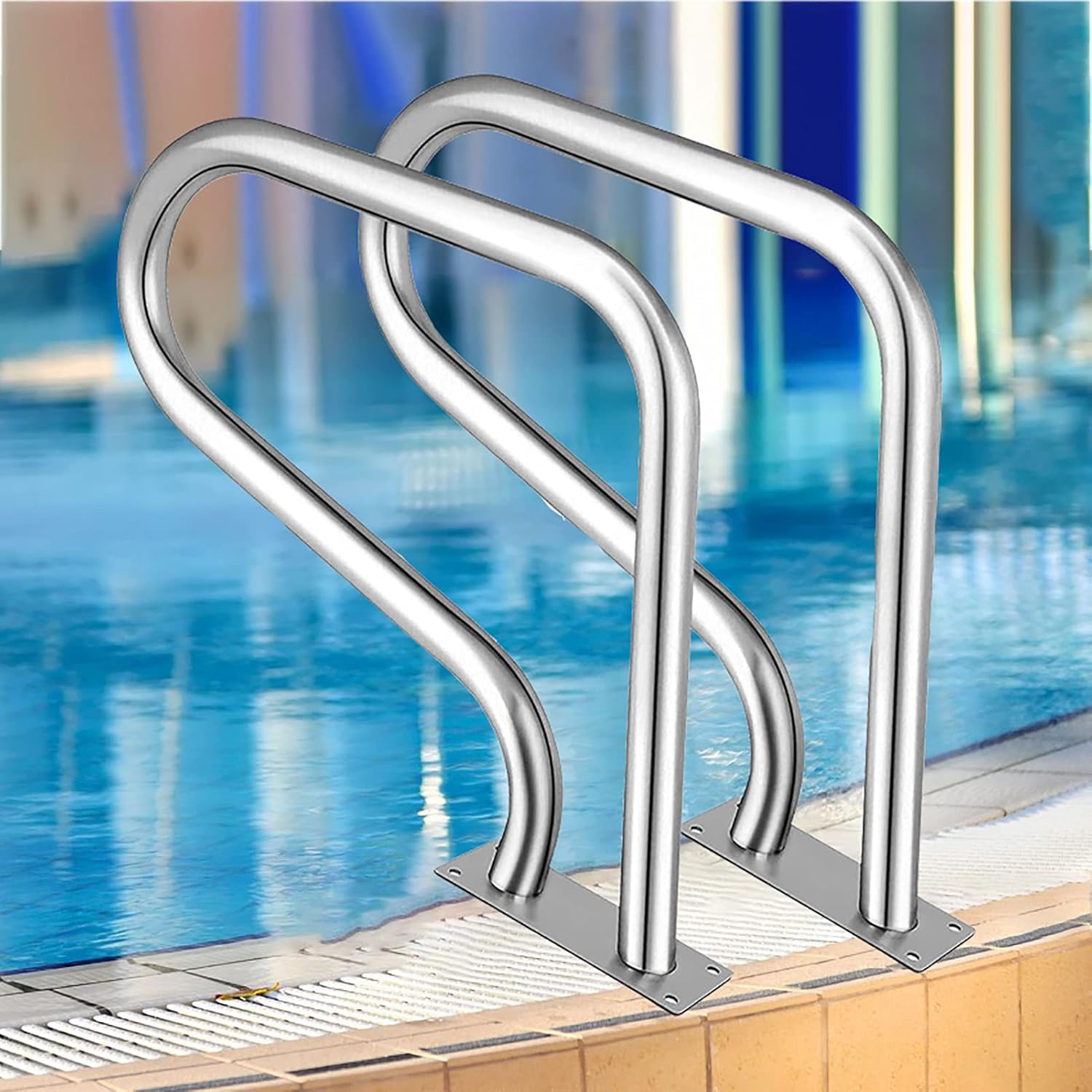 250p Load Capacity Pool Hand Rail, SS304 Pool Safety Handrails 81 * 58cm Practical Pool Handrail for Ramp Entrances