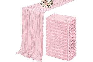 12 Pack Pink Table Runners - Long Boho Tablecloths for Weddings and Celebrations