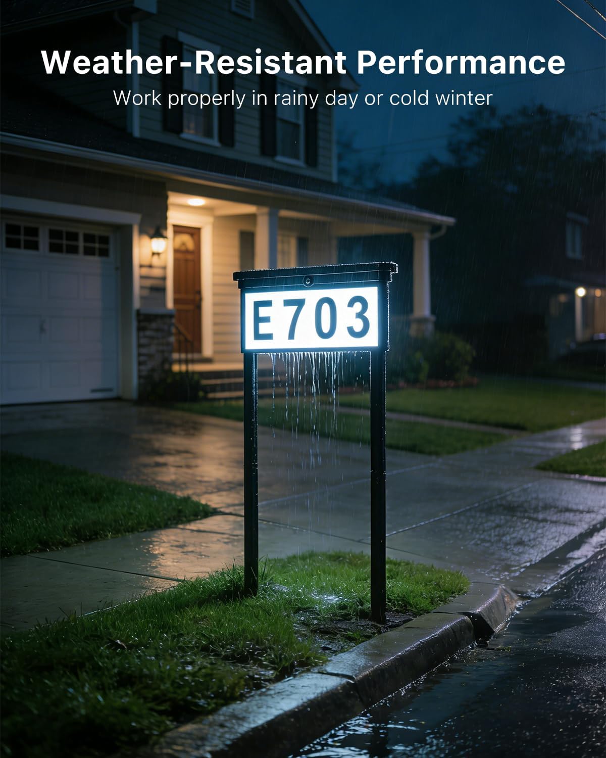 Solar LED Illuminated Numbers Outdoor Waterproof Light up House Address Plaque, 3 Colors Dual Sided Stakes Installation Lighted Sign for Outside Home, Mailbox, Yard, Garden, Garage, Fence, Driveway