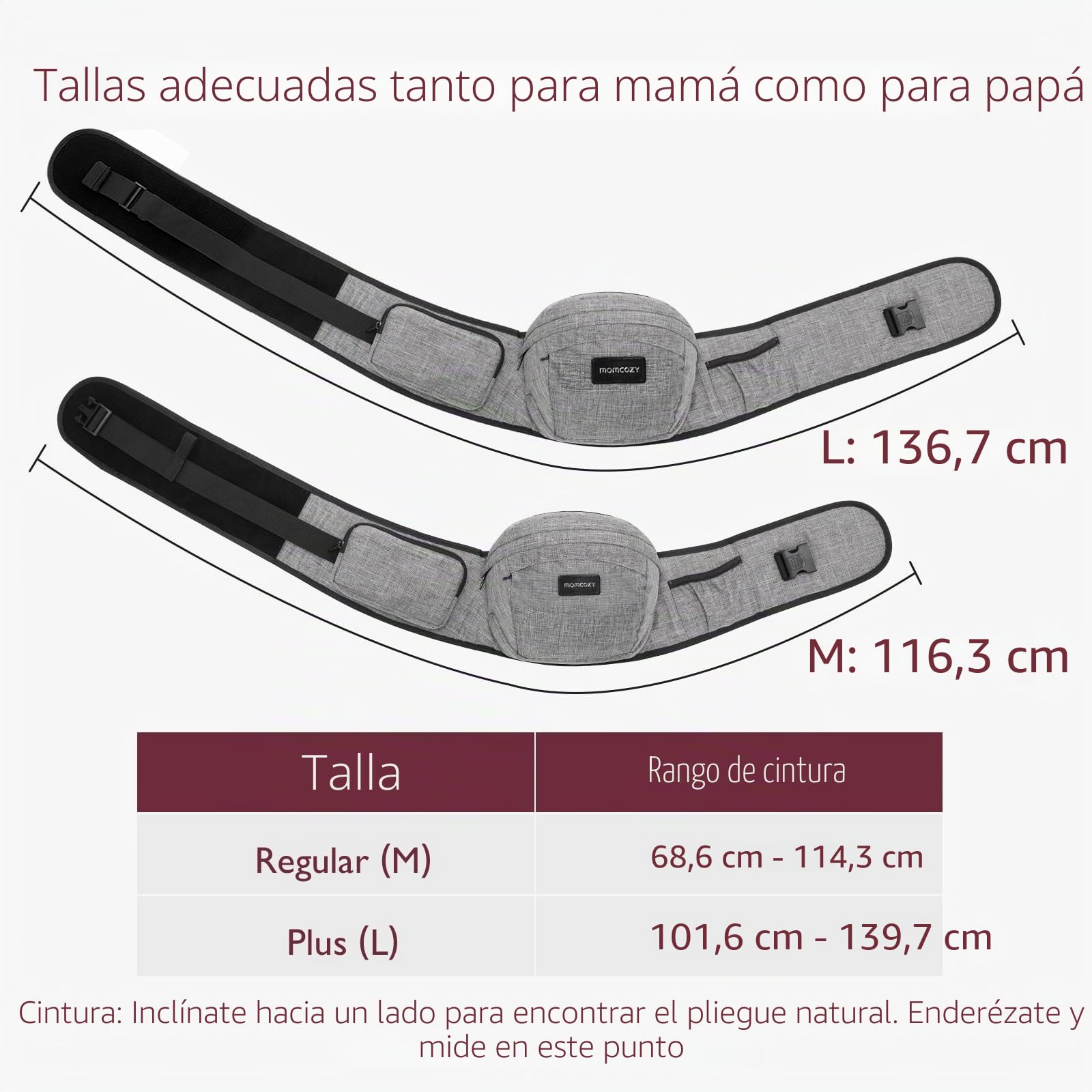 Momcozy Portabebés con asiento de cadera, cintura ajustable con protector de vientre 3D original y tabla de masaje EVA, portabebés ergonómico con varios bolsillos para recién nacidos y niños pequeños