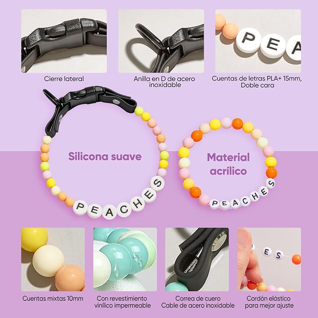 Foto 3 de 8 de Collar Perro Personalizado con Nombre - Collar de Perro con Cuentas para Grandes, Medianos y Pequeños
