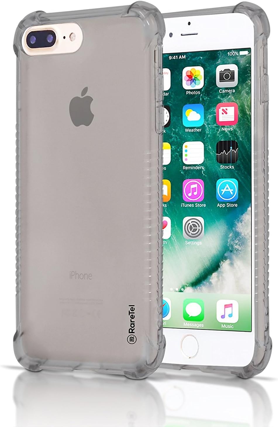 iPhone 7 Plus iPhone 8 Plus Case Black Clear Transparent - Protective Builtin No Slip Grips - Ultra Thin Shock Absorption Soft TPU Slim Design Cases - Four Corner Air Bag A Complete Protection