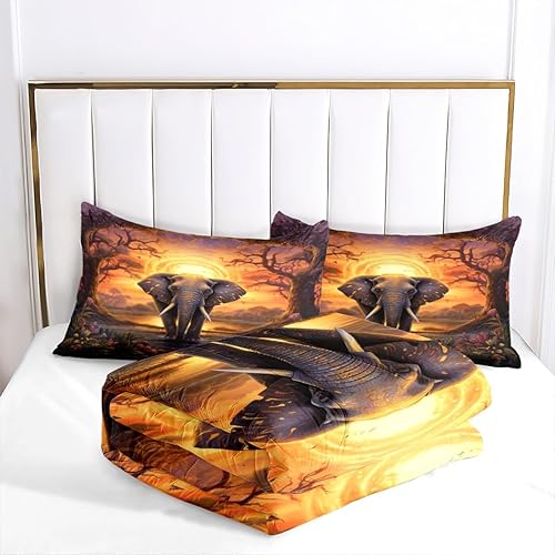 Miniatura 7 de Ydtwnyq Juego de edredón de elefante negro, tamaño Queen, diseño personalizado 3D, juego de edredón de microfibra suave para niños y niños, edredón