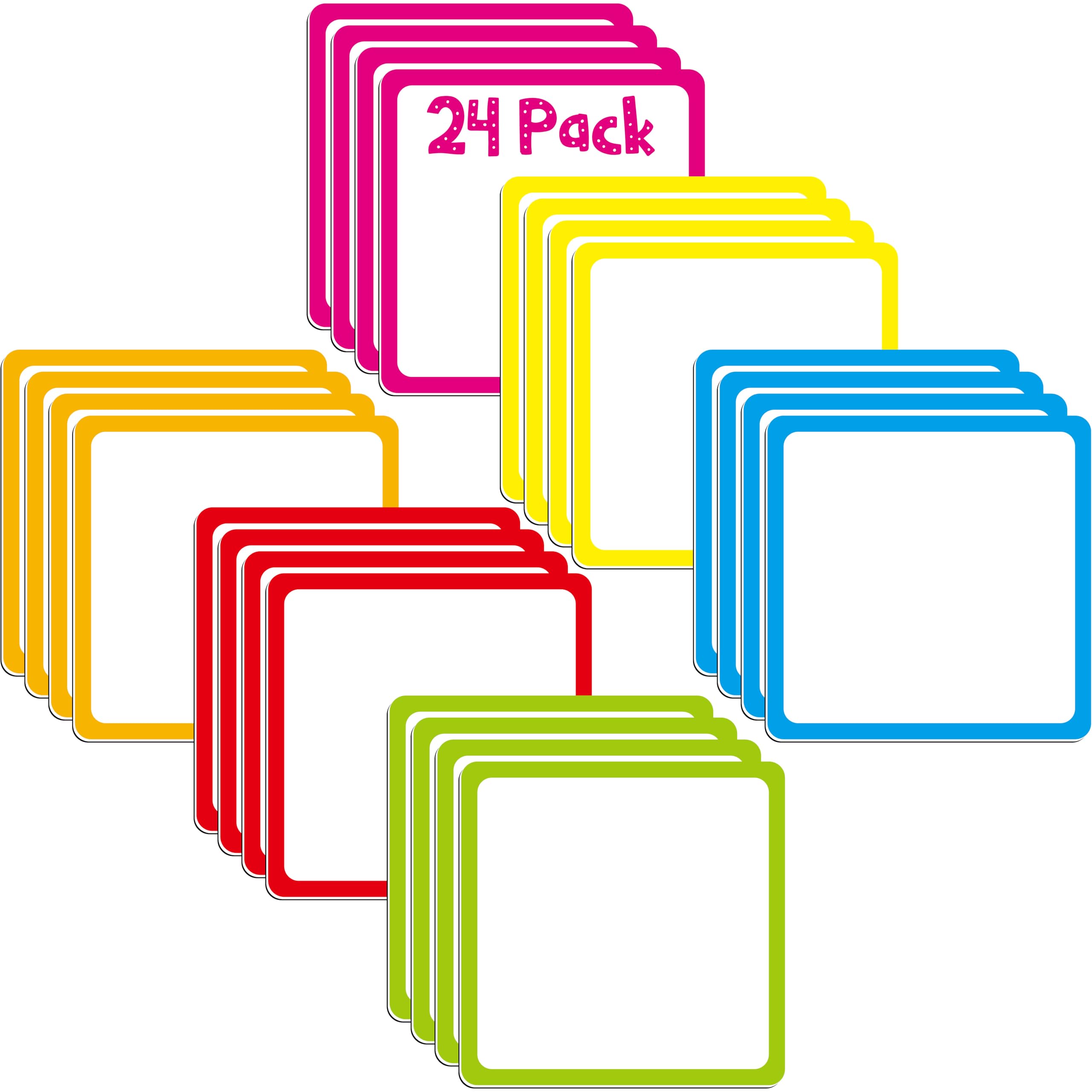 Magnetic Blank Labels, 24 PCS Dry Erase Reusable Neon Name Tag Magnets with Colorful Frame in 6 Colors for Whiteboard, Locker, Fridge, School, Office, Home (Each Measures 3.6" x 3.6") โ image 1