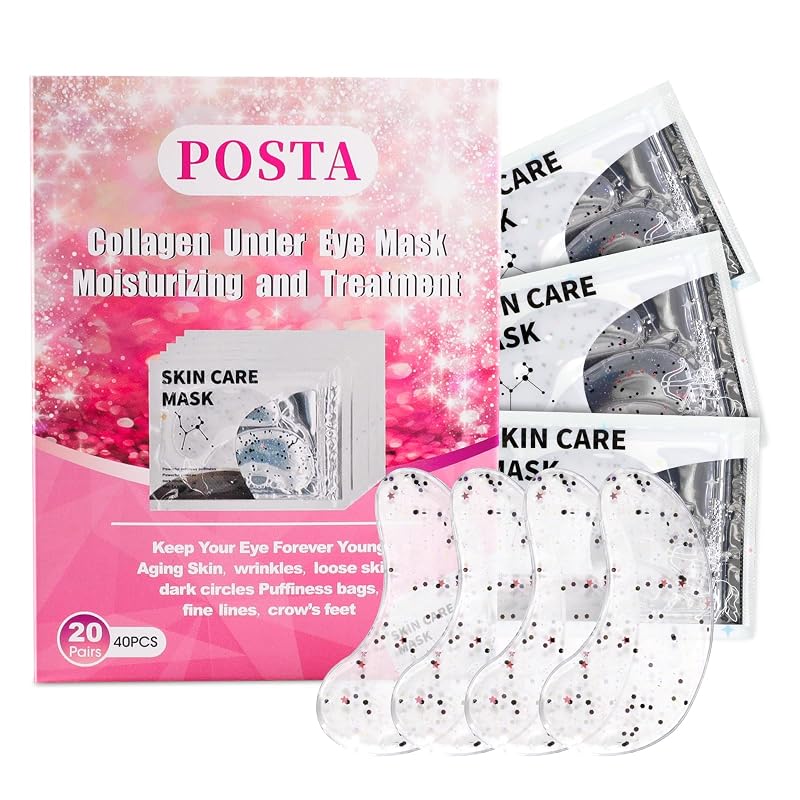 POSTA Máscaras de hidrogel com glitter para a região dos olhos, 20 pares com 40 unidades