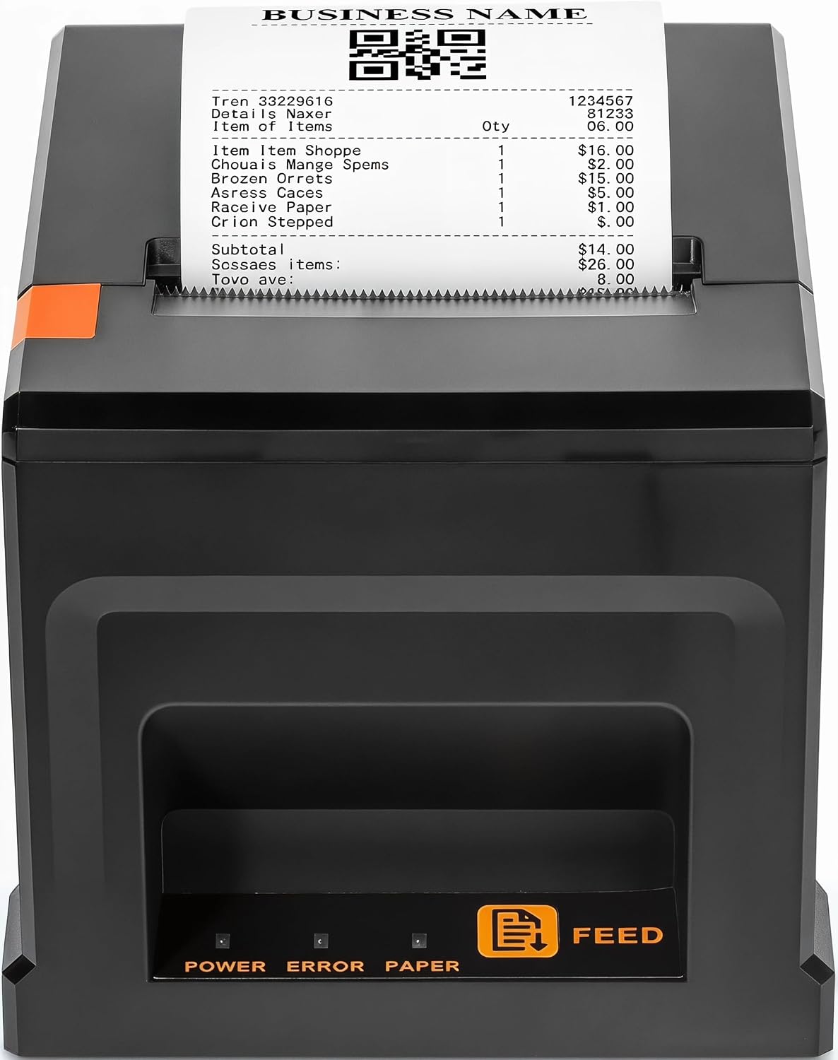 Imprimante Thermique POS 80 mm USB and Ethernet 300 mm/s Top Speed with Auto Cutter & Cash Drawer Interface Plug & Play for Windows/Mac/Linux for Retail Catering Hotel