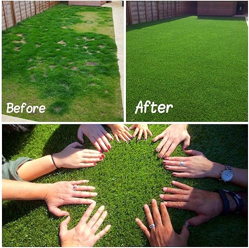 Miniatura 5 de Alfombra de césped artificial realista, para interiores y exteriores, para mascotas, alfombra sintética gruesa para jardín, patio, balcón, 2 x 10