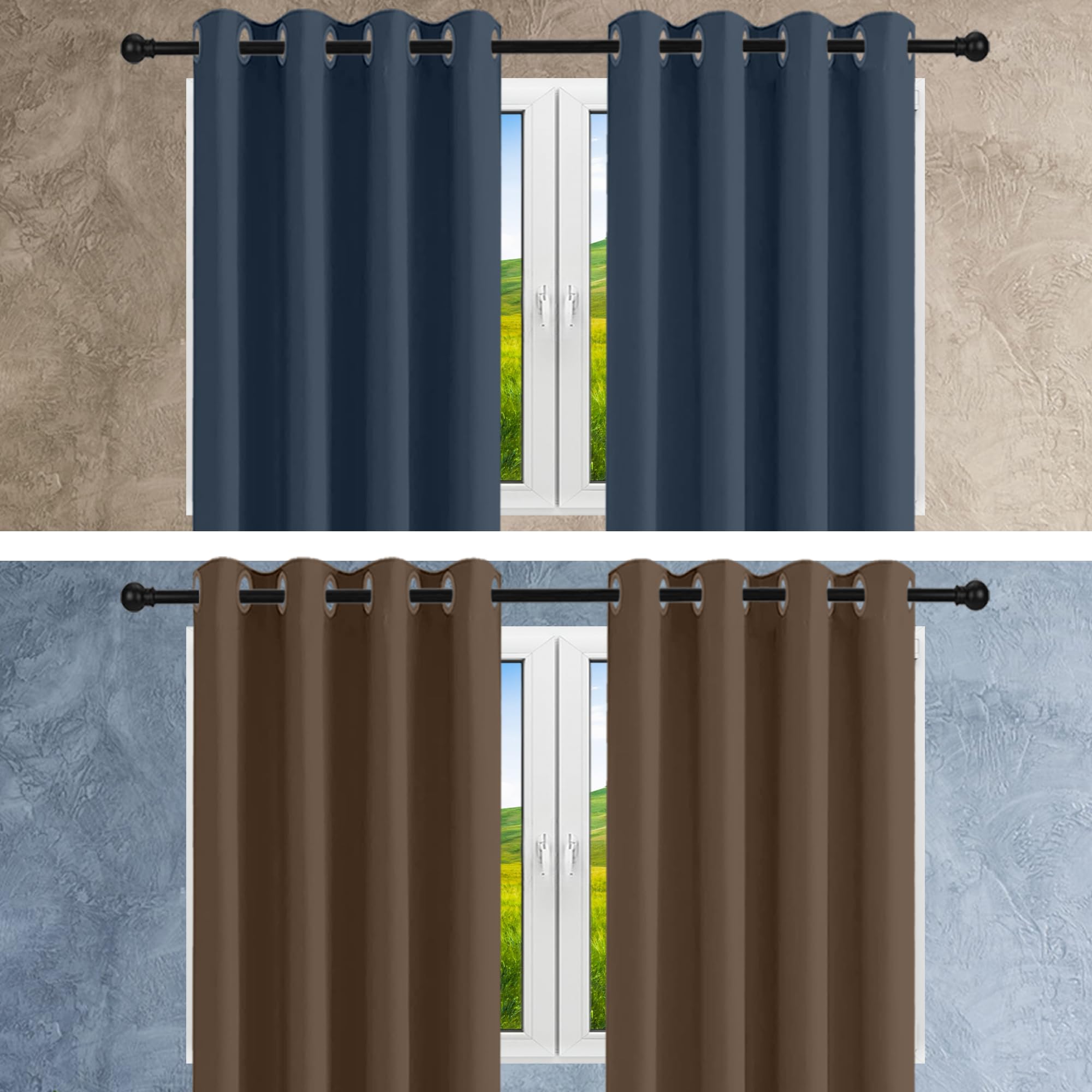 Tende oscuranti termiche spesse 200 x 120 cm, per proteggere dal freddo, lavabili, perfette per soggiorno e camera da letto