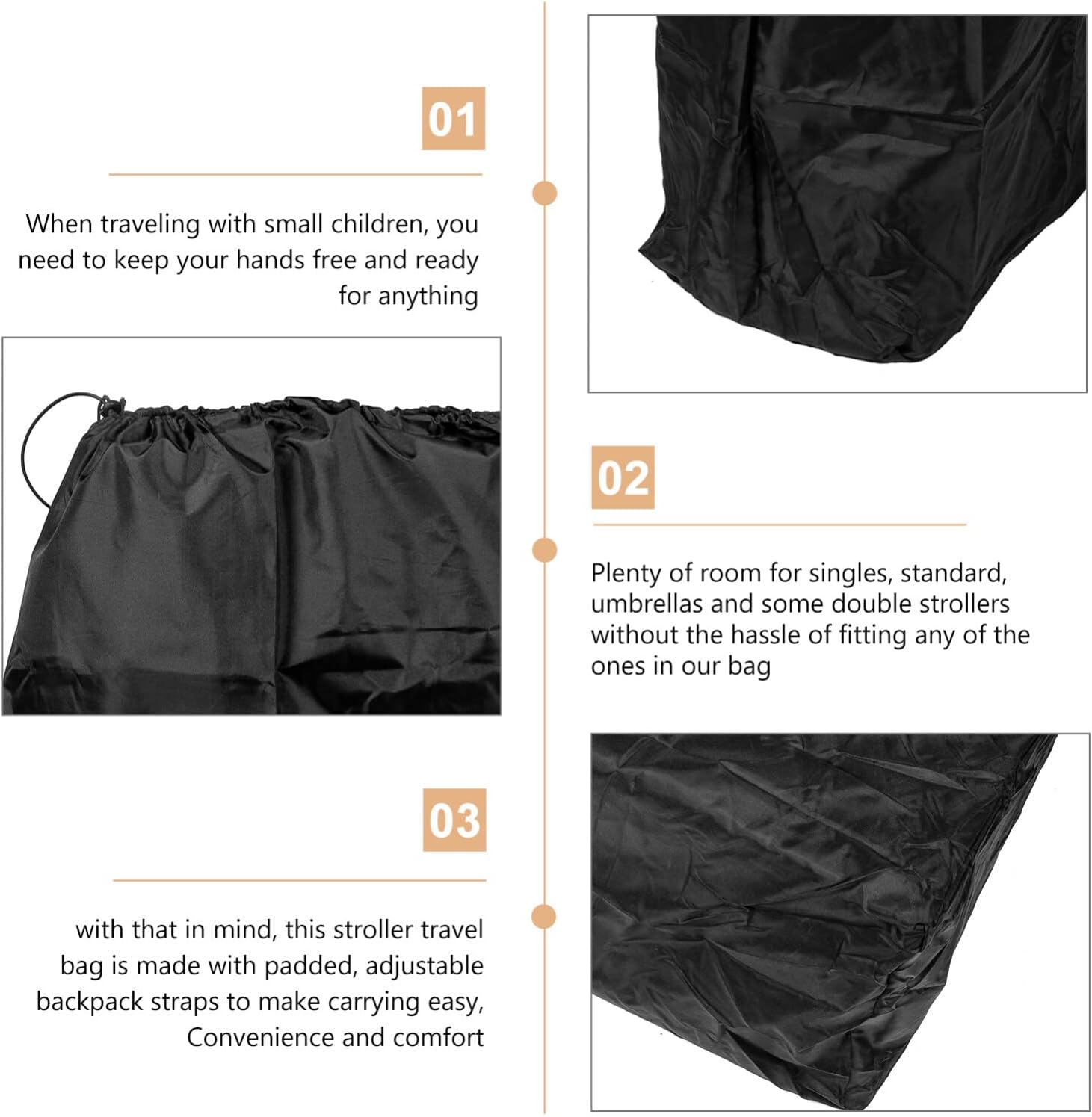 PartyKindom Stroller for Airplane Heavy-duty Storage Bag Double Shoulder Straps for Gate Check and Easy Carrying Trips image 9 of 9 B0D2J562B8