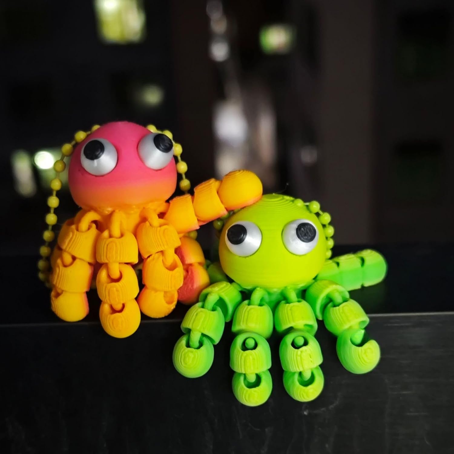3D Printed Articulated Octopus Keychain - 24 Moving Joints Poseable Desk Pet for Adults, Pocket Anxiety Relief image 3