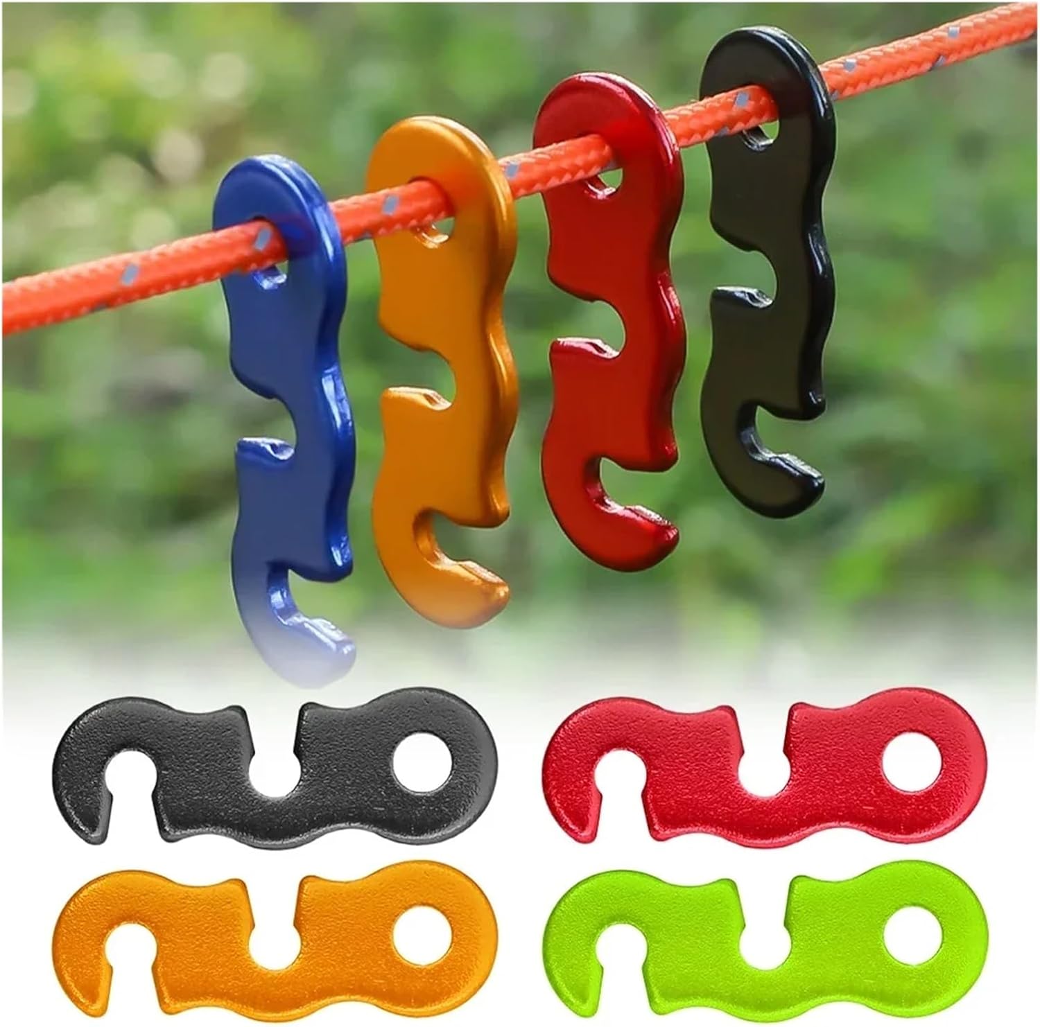 Guyline Tensioner 50pcs Camping Tent Rope Hook S-Type Tension Regulator, Suitable for Outdoor Fixing Accessories. for Rope Tension Adjustment(Red)