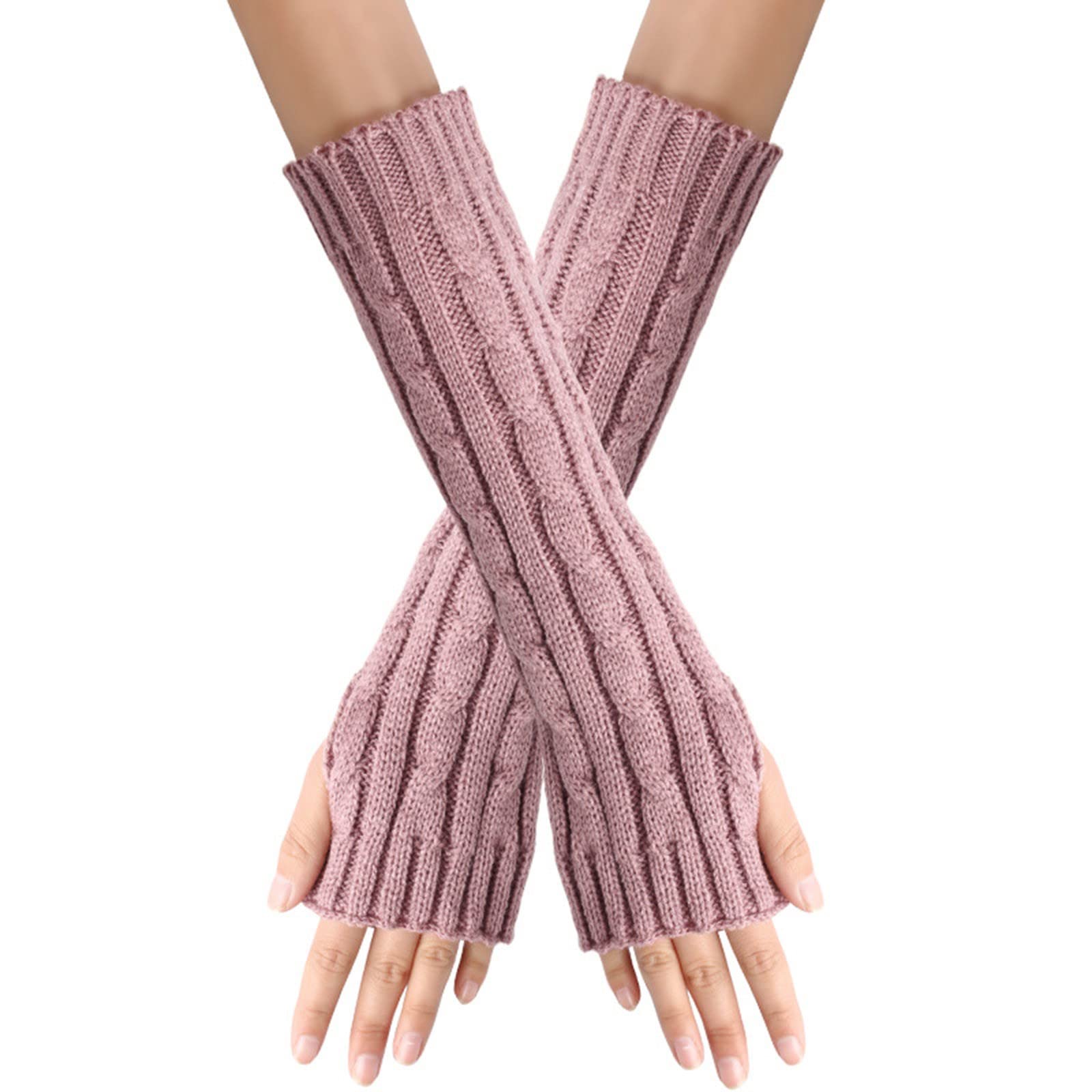 Winter Lange Fingerlose Handschuhe Gestrickte fingerlose Handschuhe mit Warme Unisex-Handschuhe Ohne Finger Damen Lange Handschuhe für Damen Mädchen