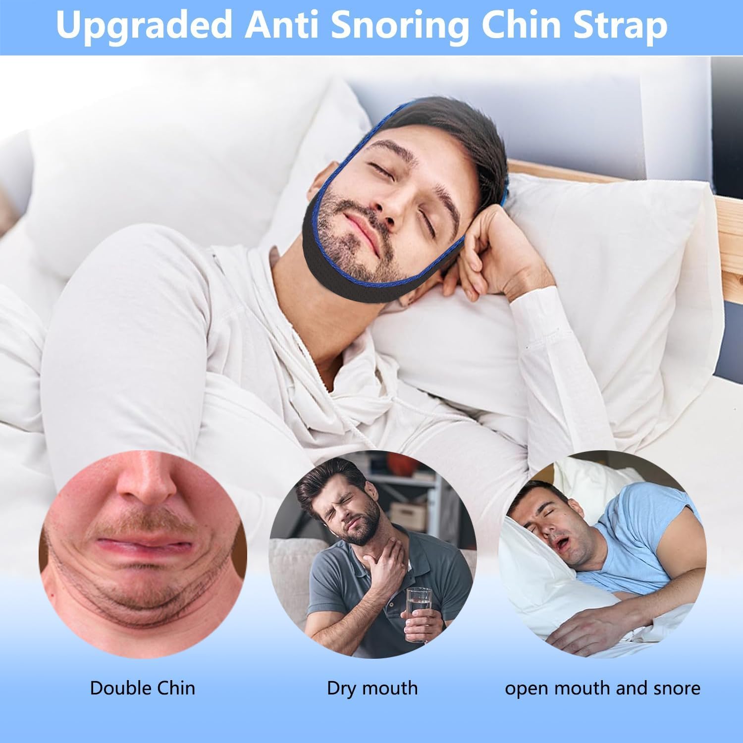 Anti Snoring Chin Strap with 2 Adjustable Velcro, Soft Airflow Chin Straps for Snoring, Safe and Effective Anti Snore Device, cpap Chin Strap to Keep Mouth Closed and Reduce Snoring - Image 4