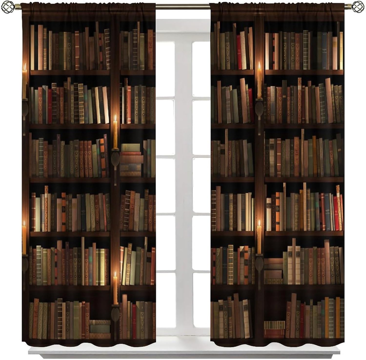 Bookshelf Curtains, Vintage Old Country Education Learning Library Books School Knowledge Blackout Windows Treatments, Thermal Insulated Drapes for Kids Boys Girls Bedroom Living Room 63x72in