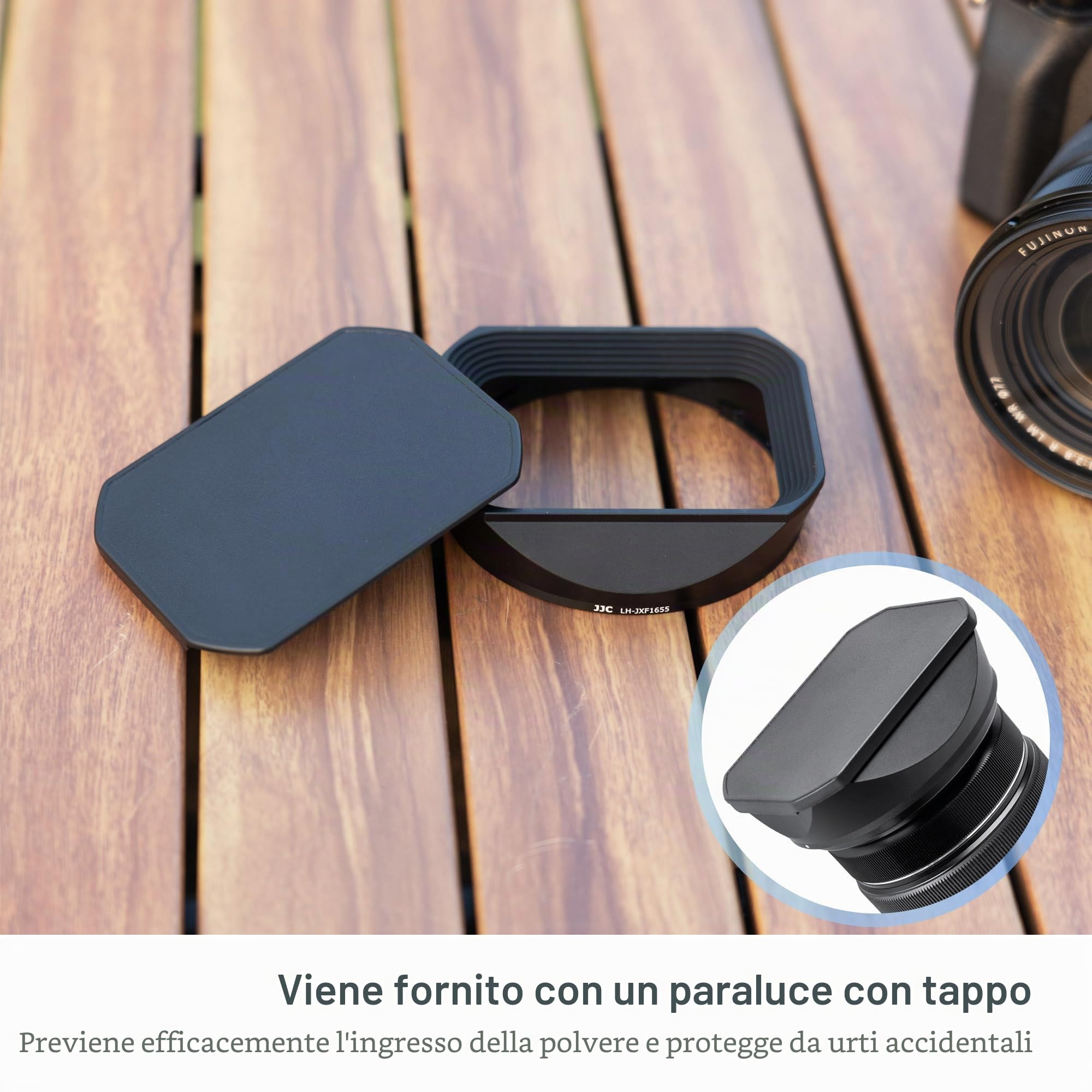 JJC Paraluce quadrato in metallo con cappuccio per Fujifilm XF 16-55mm f/2.8 R LM WR Lens DSLR Camera Fotografia Access