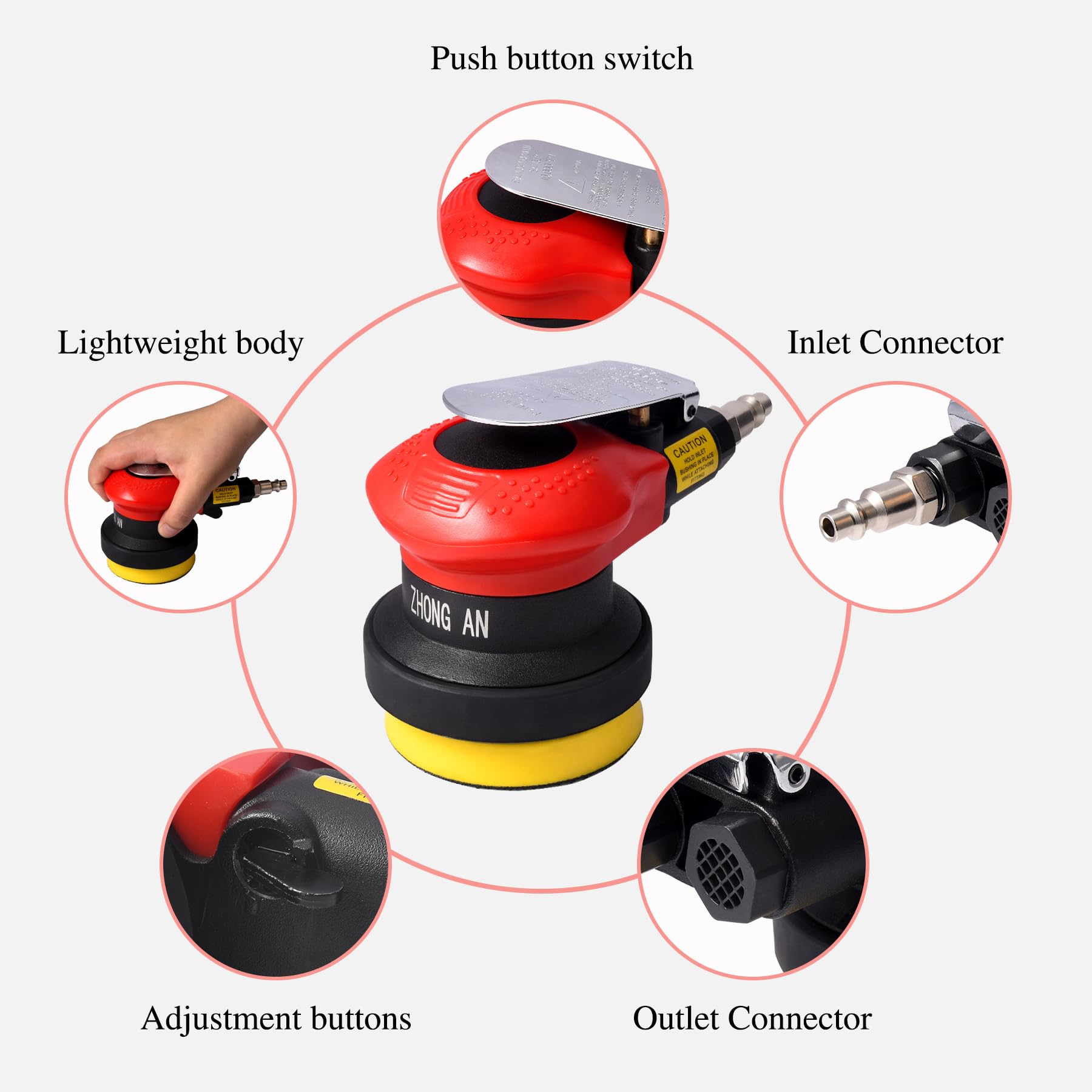 Mulcort Exzenterschleifer 6-Zoll - Pneumatischer Schleifer 13.500 U/min