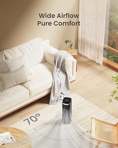 Miniatura 5 de Ventilador para dormitorio, ventilador de torre de 13 pulgadas, 3 velocidades máximas de 23 piess, ventilador de escritorio oscilante de 70,