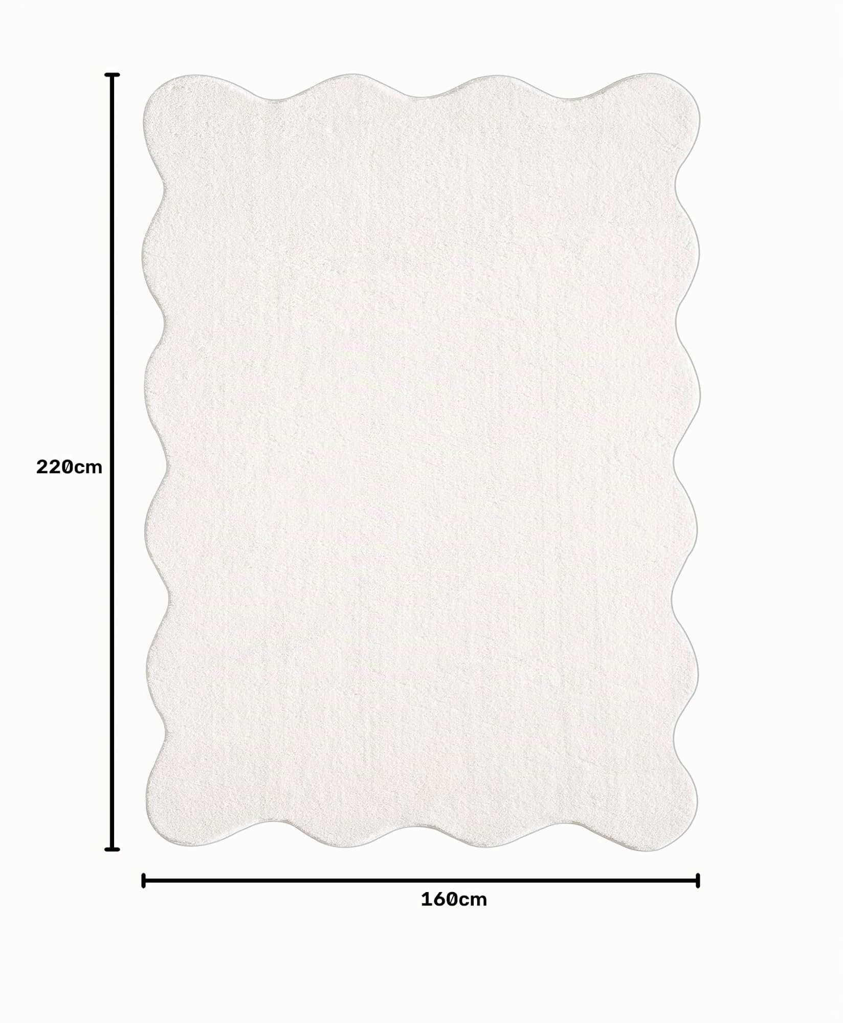 the carpet Lina Shape Scallop Alfombra, Piel sintética, Alfombra mullida, Base Antideslizante, Lavable, súper Suave, Crema, 160 x 220 cm