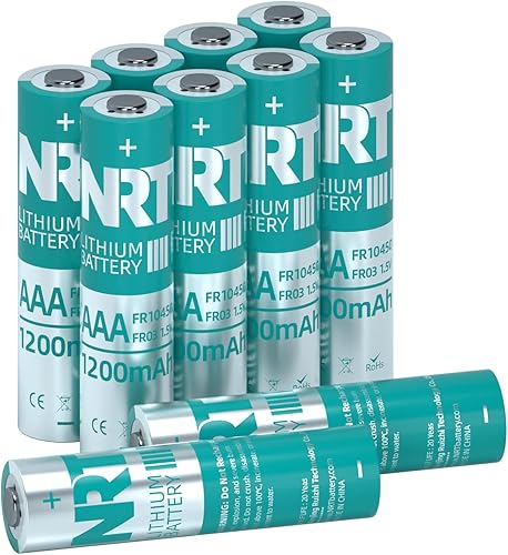 NRT Paquete de 10 pilas AAA triple A de 1.5 V 1200 mAh de mayor duración de potencia AAA de litio baterías, no recargables (10 unidades)