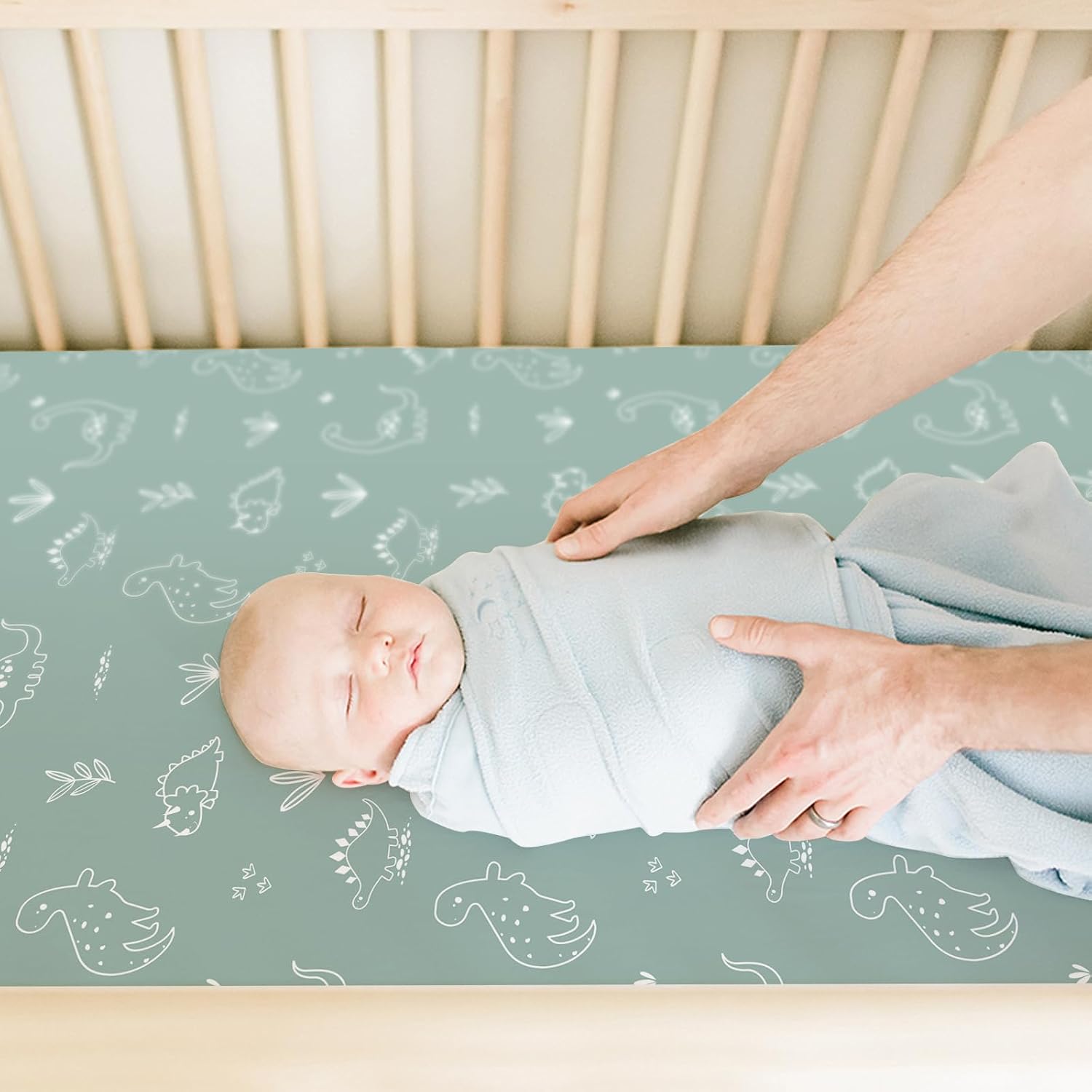 BROLEX Baby Fitted Crib Sheets: Kid Crib Sheets - Set of 2 for Toddler Standard Size Crib Mattress for Boys and Girls - Jersey Knit Crib Bed Sheets Cute Dinosaurs